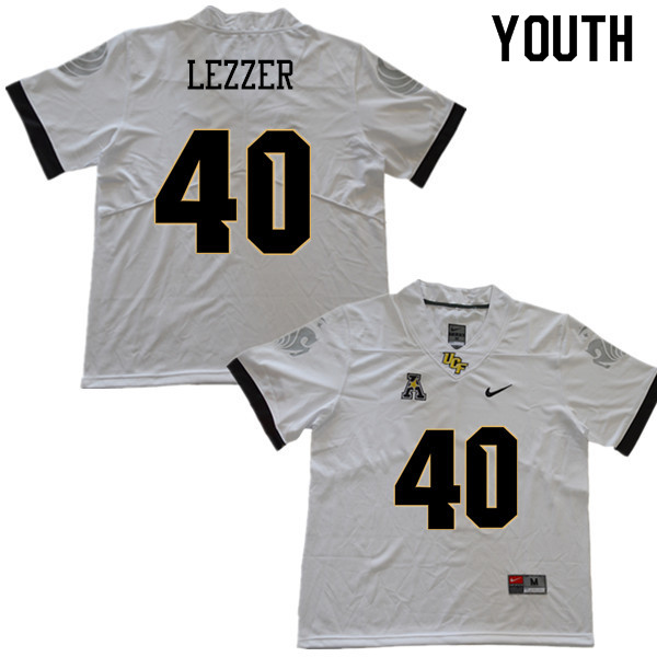 Youth #40 Christian Lezzer UCF Knights College Football Jerseys Sale-White